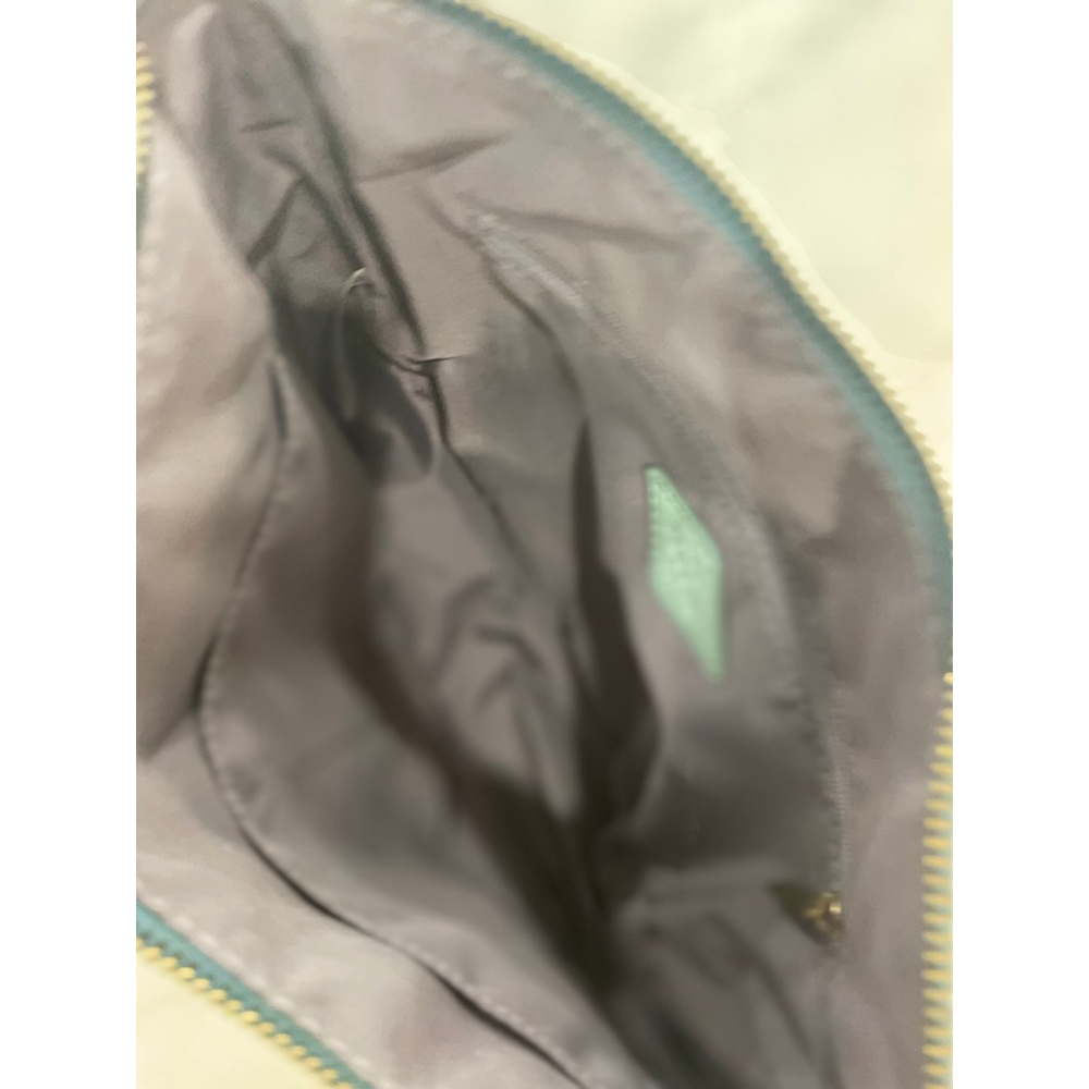 Fossil Mint Green White Monogram Canvas Shoulder Bag Leather Y2K Small Purse - Picture 10 of 11